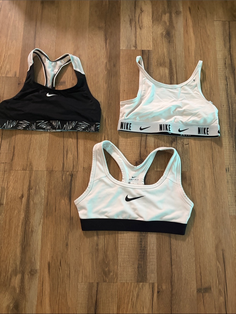 Nike Girls Black & White Sports Bra Bundle - 3 Pack